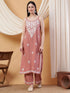 Raha Chikankari Strappy Rayon Co-ord Set (Nude Coral)