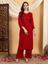 Faiza Chikankari Rayon Co-ord Set (Maroon)