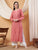 Dua Premium Viscose 3D Chikankari Straight Kurta (Rose gold)