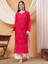Dua Premium Viscose 3D Chikankari Straight Kurta (Magenta)